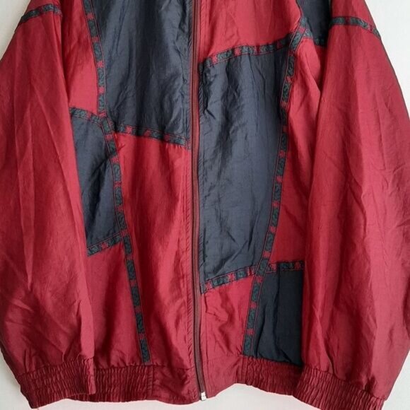 Vintage WEEKEND EDITION Windbreaker Jacket Patchwork Dolman Sleeve Sz L - Picture 3 of 14
